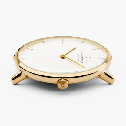 Nordgreen Native 40mm Yellow Gold Case Black Leather Watch