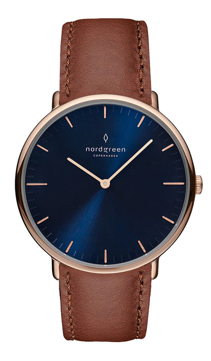 Nordgreen Native 40mm Brown Leather Strap Watch