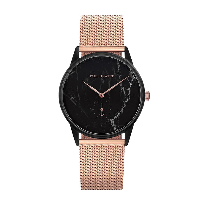 Paul Hewitt Perfect Match Black Rosegold Mesh Strap Watch and Pink Phrep Small Gift Set