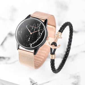 Paul Hewitt Perfect Match Black Rosegold Mesh Strap Watch and Pink Phrep Small Gift Set