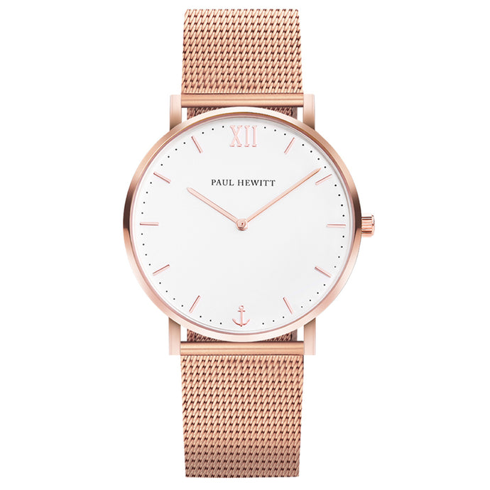 Paul Hewitt Sailor White Sand Rose Gold Mesh Watch