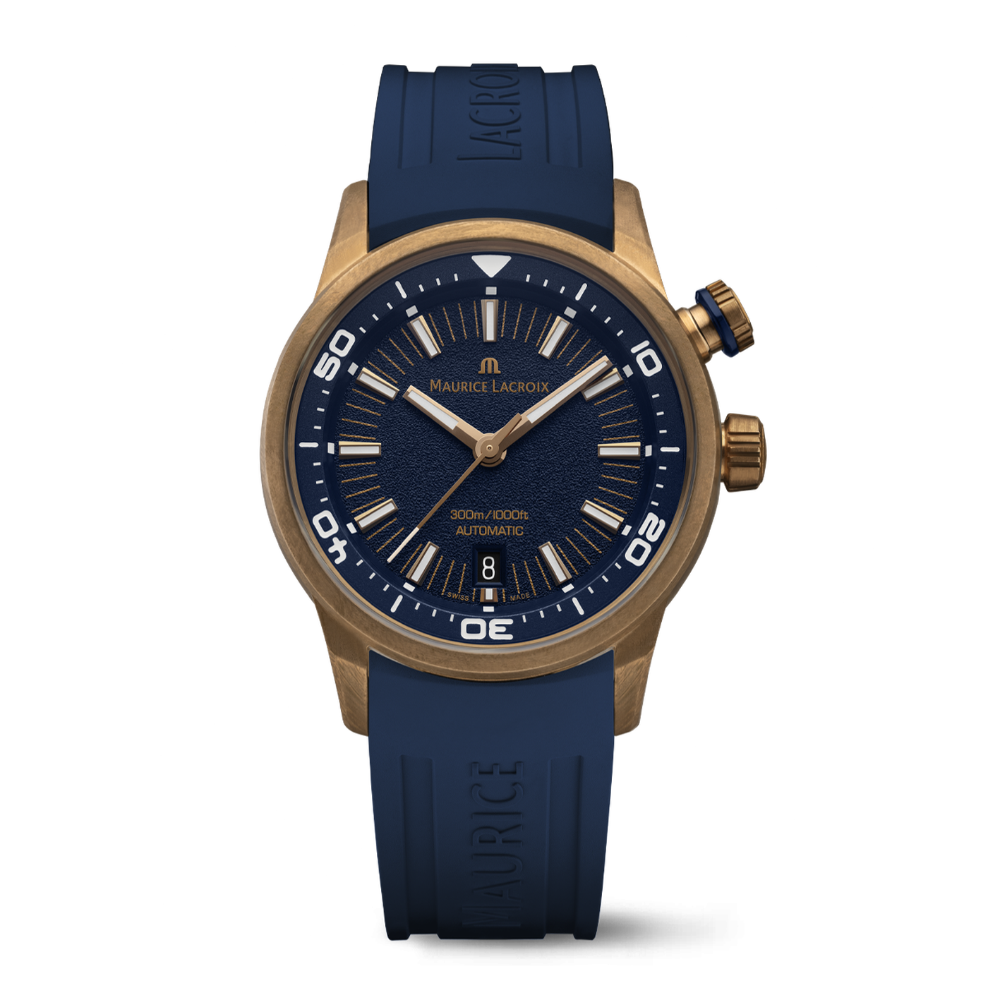 Maurice Lacroix Swiss Made Pontos S Diver 42mm Dark Blue Leather Dual Strap Watch