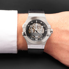 Load image into Gallery viewer, Maserati Potenza Silver Skeleton Automatic 42mm Watch