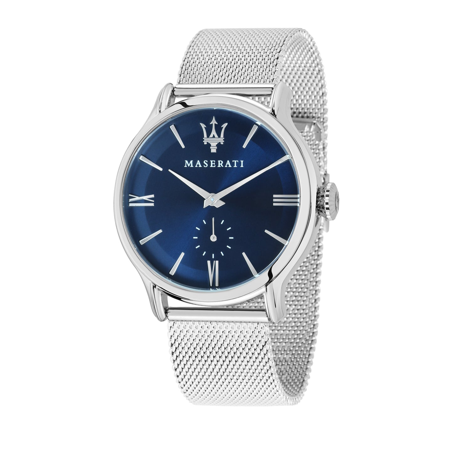 Maserati Epoca 42mm Blue Dial Steel Mesh Watch