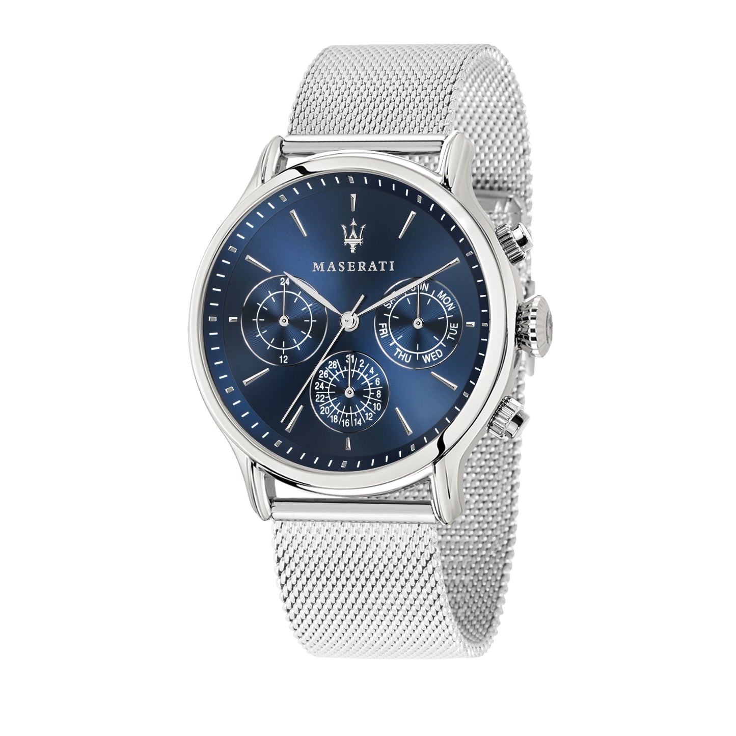 Maserati Epoca 42mm Blue Dial SIlver Mesh Watch