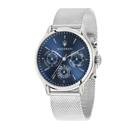 Maserati Epoca 42mm Blue Dial SIlver Mesh Watch