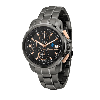 Maserati Successo Solar 44mm Gun Metal Chronograph Watch