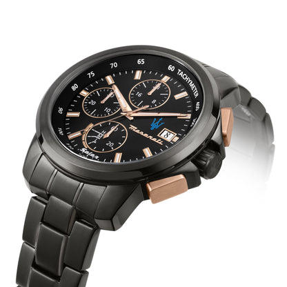 Maserati Successo Solar 44mm Gun Metal Chronograph Watch