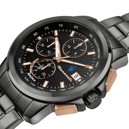Maserati Successo Solar 44mm Gun Metal Chronograph Watch