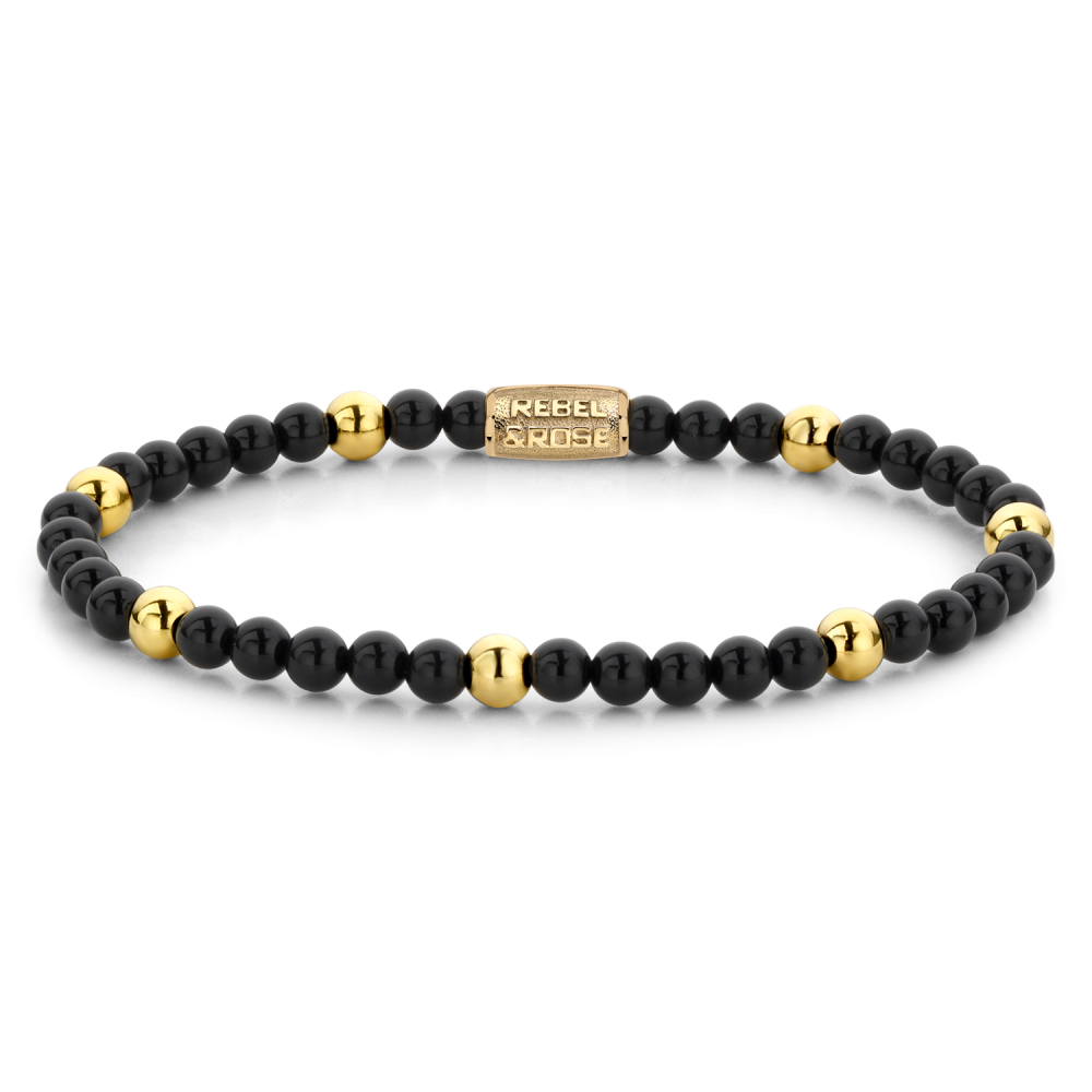 Rebel and Rose Black Panther Yellow Gold Plated 4mm Bracelet