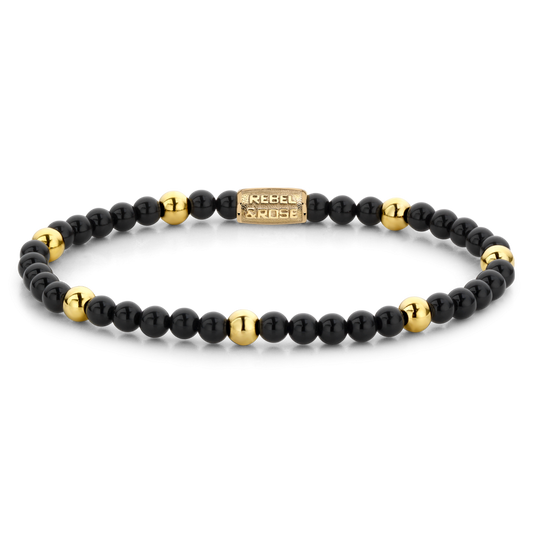 Rebel and Rose Black Panther Yellow Gold Plated 4mm Bracelet