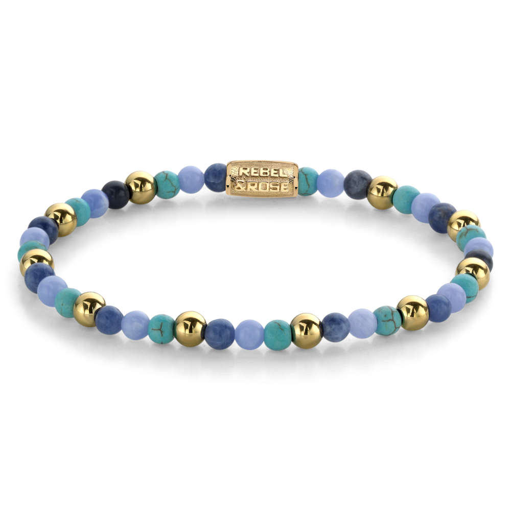 Rebel and Rose Winter Blues Yellow Gold Plated 4mm Bracelet