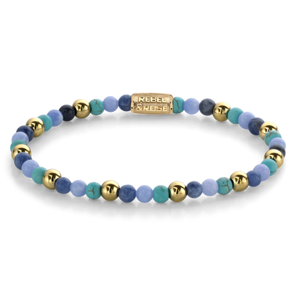 Rebel and Rose Winter Blues Yellow Gold Plated 4mm Bracelet