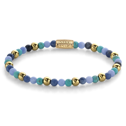 Rebel and Rose Winter Blues Yellow Gold Plated 4mm Bracelet