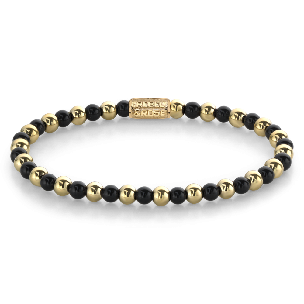 Rebel and Rose Mix Black Madonna Yellow Gold Plated 4mm Bracelet