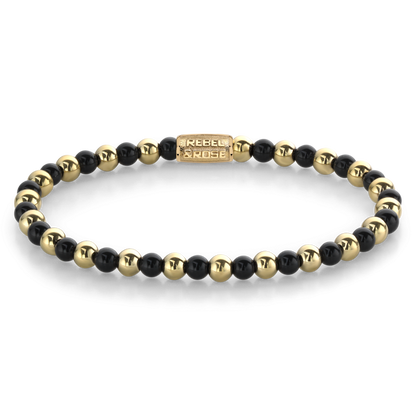 Rebel and Rose Mix Black Madonna Yellow Gold Plated 4mm Bracelet