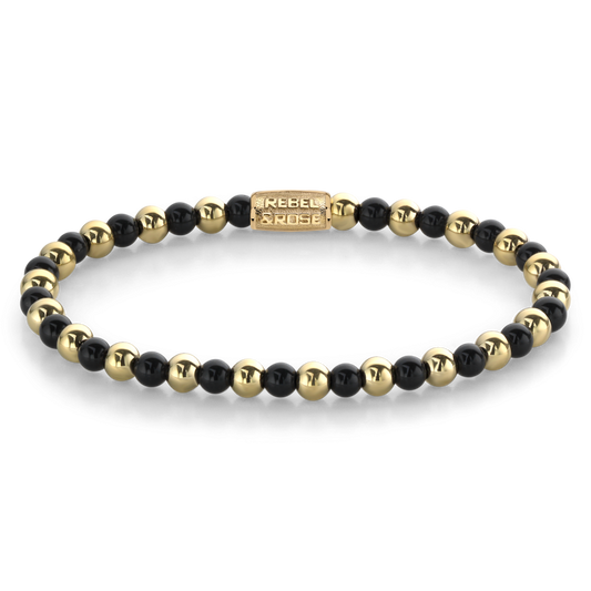 Rebel and Rose Mix Black Madonna Yellow Gold Plated 4mm Bracelet