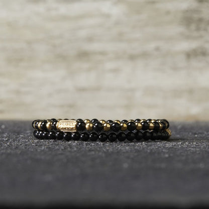 Rebel and Rose Mix Black Madonna Yellow Gold Plated 4mm Bracelet