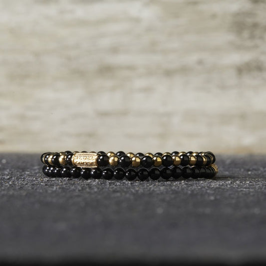 Rebel and Rose Mix Black Madonna Yellow Gold Plated 4mm Bracelet