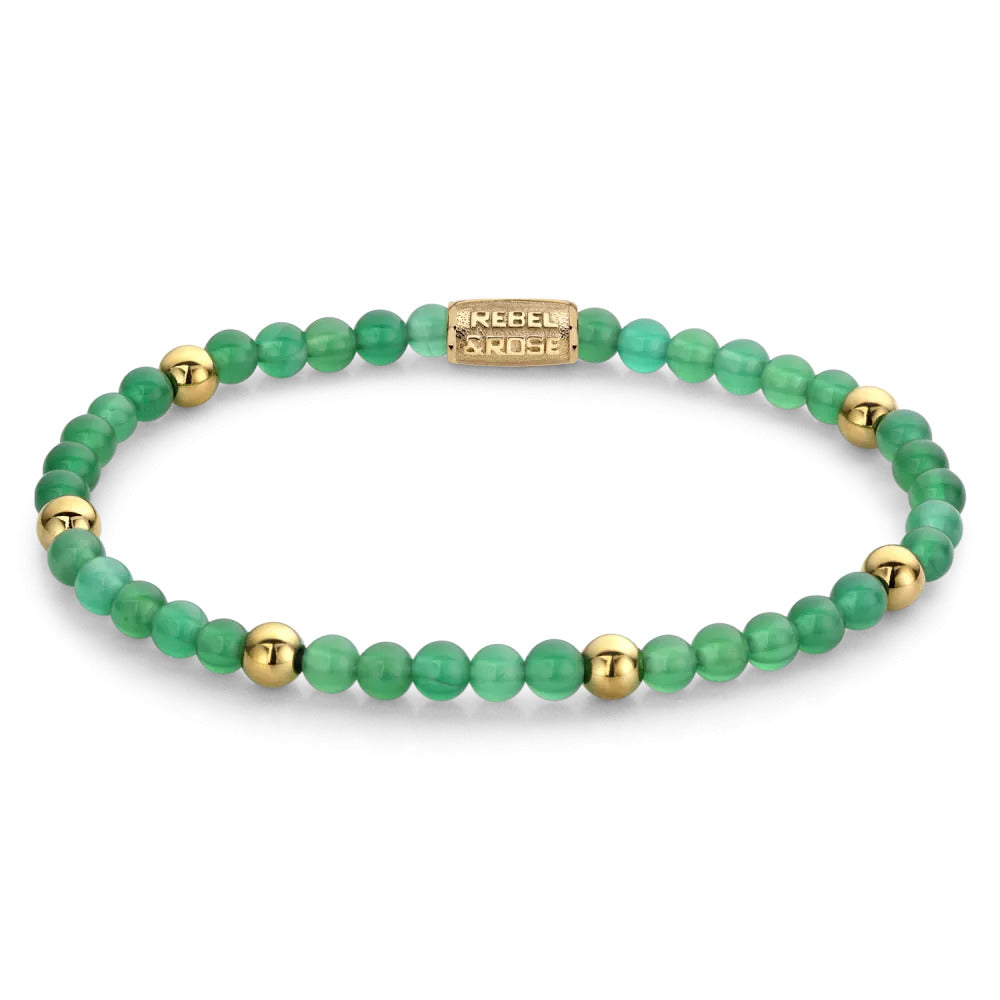 Rebel and Rose Green Harmony Yellow Gold Plated 4mm Bracelet