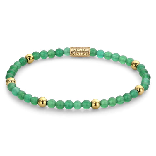 Rebel and Rose Green Harmony Yellow Gold Plated 4mm Bracelet