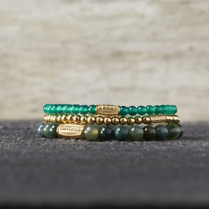 Rebel and Rose Green Harmony Gold 4mm Bracelet