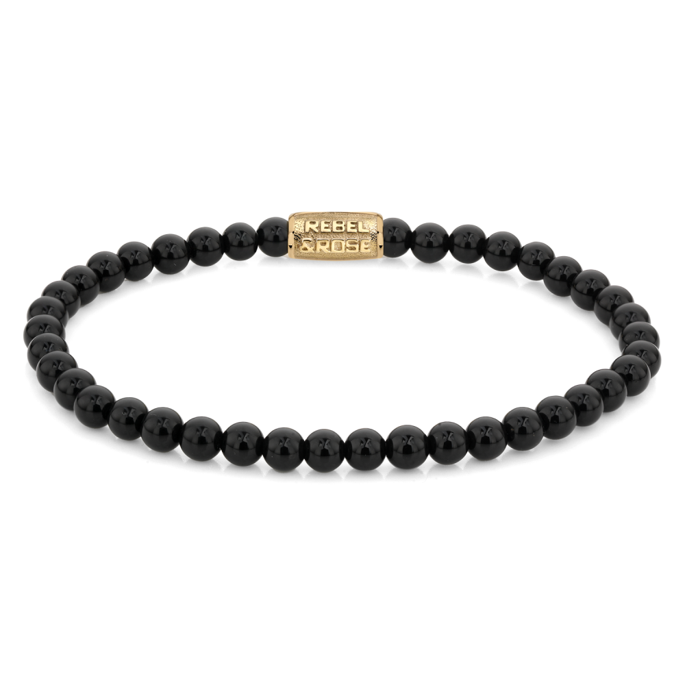 Rebel and Rose Black Velvet Gold 4mm Bracelet