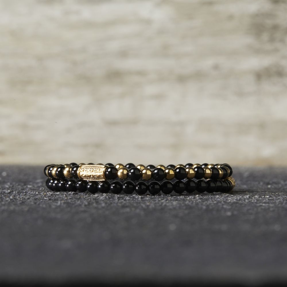 Rebel and Rose Black Velvet Gold 4mm Bracelet