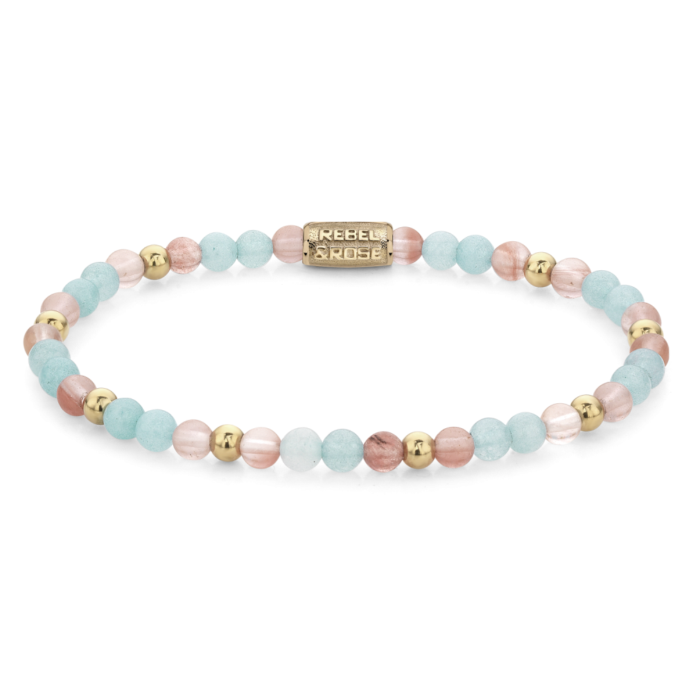 Rebel and Rose Pink Rose & Blue 4mm Bracelet
