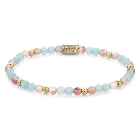Rebel and Rose Pink Rose & Blue 4mm Bracelet