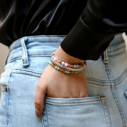 Rebel and Rose Pink Rose & Blue 4mm Bracelet