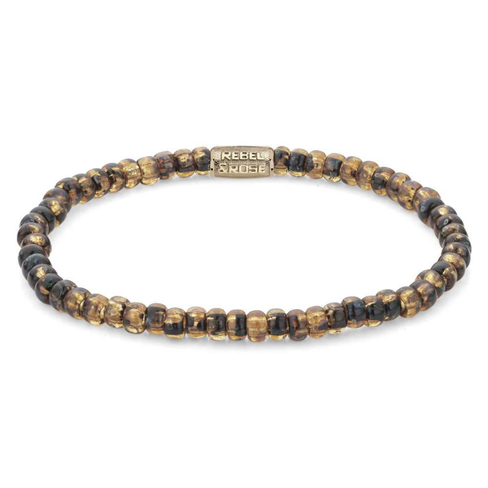 Rebel and Rose Glass Rocks Tiger Gold 4mm Bracelet