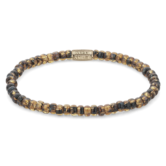 Rebel and Rose Glass Rocks Tiger Gold 4mm Bracelet