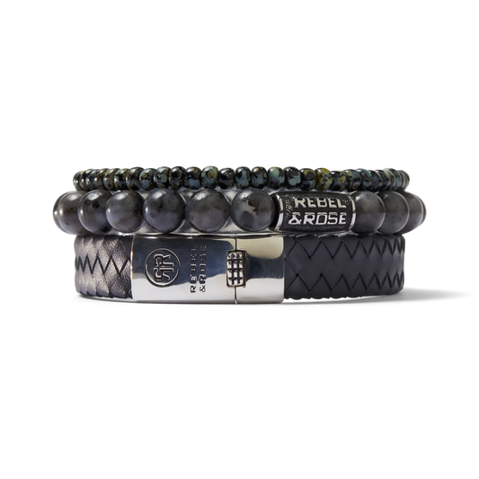 Rebel and Rose Glass Rocks Black Leopard 4mm Bracelet