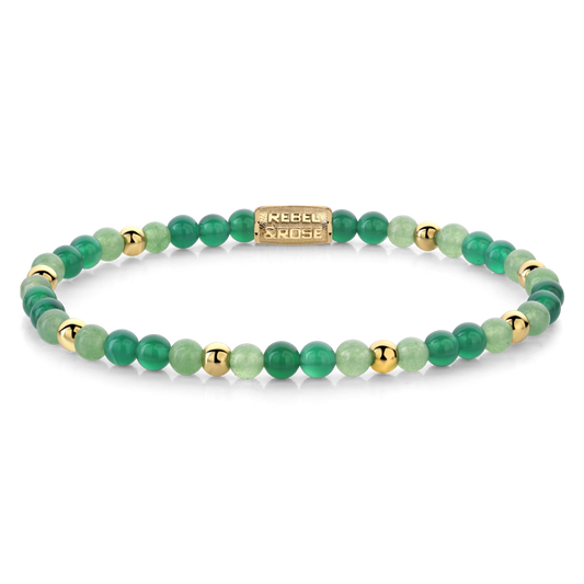Rebel and Rose Green Morning Vibes 4mm Yellow Gold Plated Bracelet
