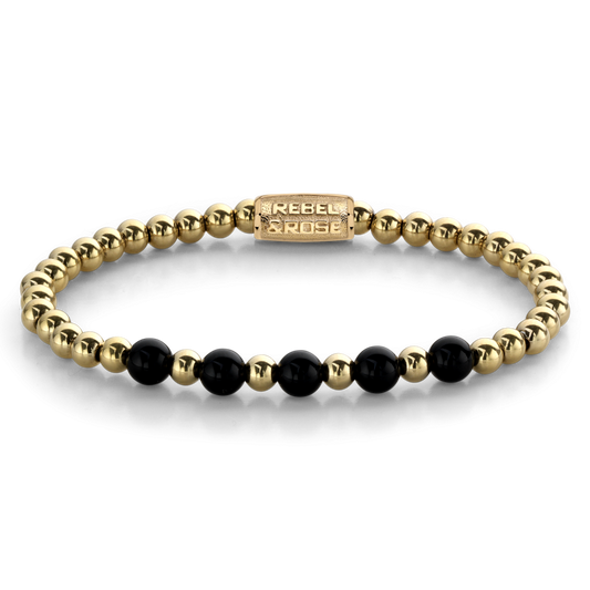 Rebel and Rose Yellow Gold meets Black Madonna 6mm Bracelet