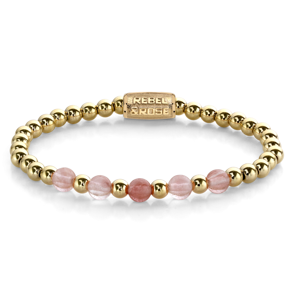 Rebel and Rose Yellow Gold meets Cherry Rose 6mm Bracelet