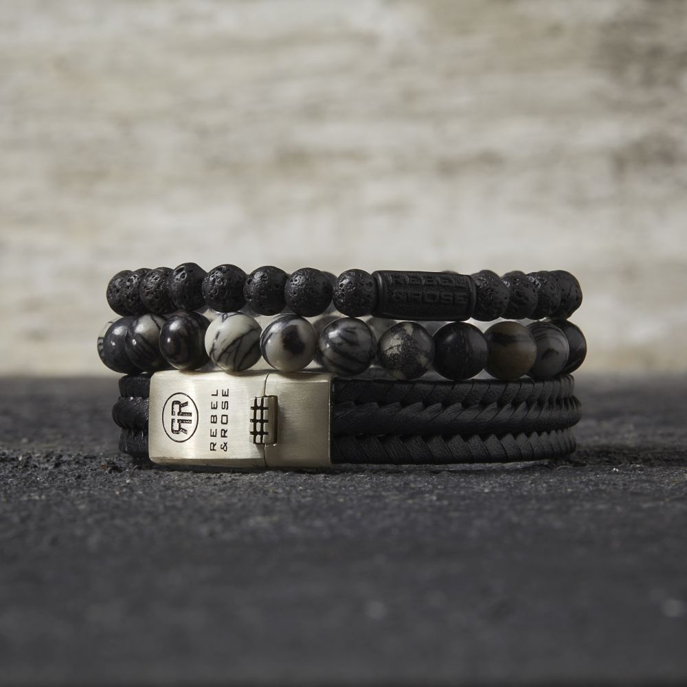 Rebel and Rose Black Moon - All-Black 6mm Bracelet