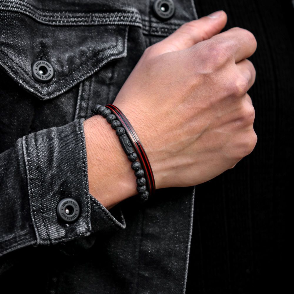 Rebel and Rose Black Moon - All-Black 6mm Bracelet