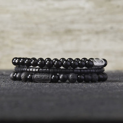 Rebel and Rose Black Rocks - All-Black 6mm Bracelet