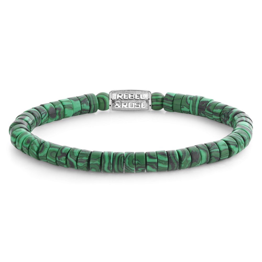 Rebel and Rose Slices - Malachite Green 6mm Bracelet