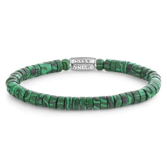 Rebel and Rose Slices - Malachite Green 6mm Bracelet