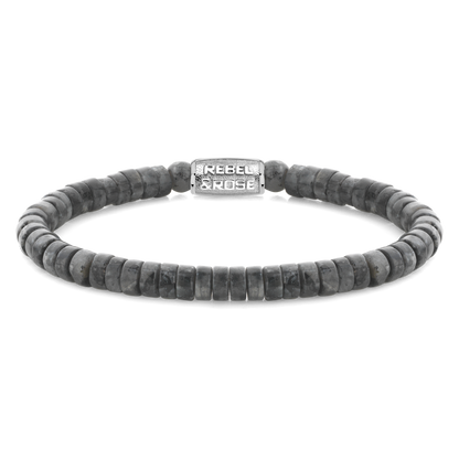 Rebel and Rose Slices - Larvakite Dark Grey 6mm Bracelet