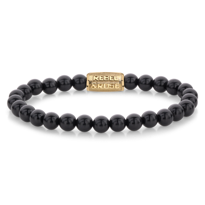 Rebel and Rose Black Velvet Gold 6mm Bracelet