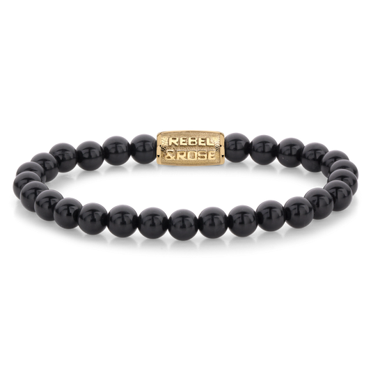 Rebel and Rose Black Velvet Gold 6mm Bracelet