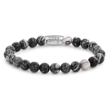 Rebel and Rose Black Wolf 8mm Bracelet