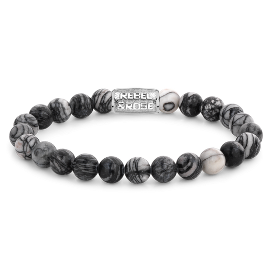 Rebel and Rose Black Wolf 8mm Bracelet