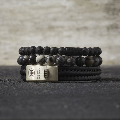 Rebel and Rose Black Wolf 8mm Bracelet