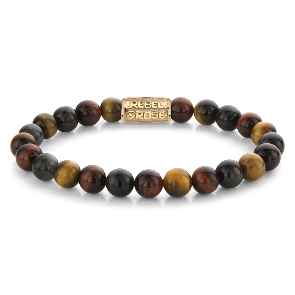Rebel and Rose Who' Afraid of the Tiger Gold 8mm Bracelet