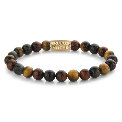 Rebel and Rose Who' Afraid of the Tiger Gold 8mm Bracelet